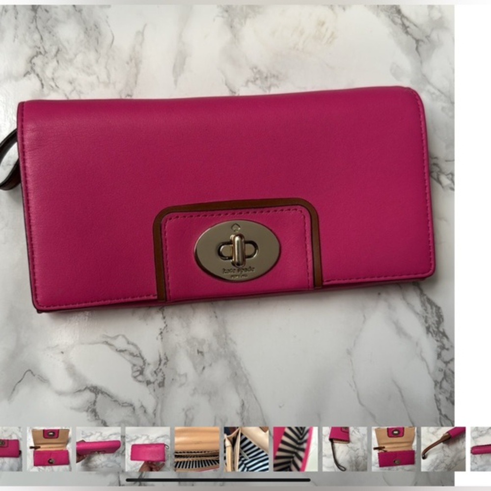 Kate Spade Mara Hampton Road retractable wristlet wallet. Genuine Leather .